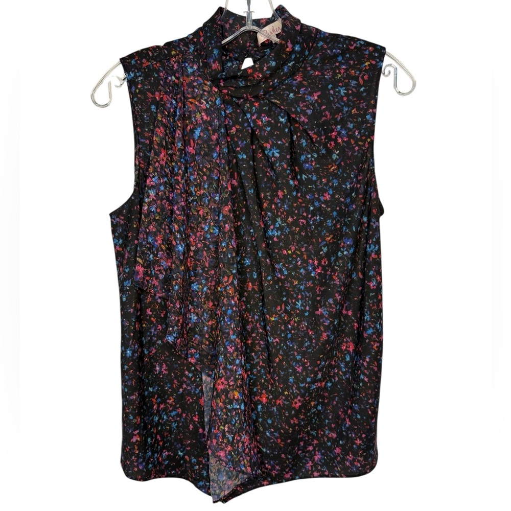 Parker Megan Draped Flounce Detail Sleeveless Floral Top Mini Ditsy - Small